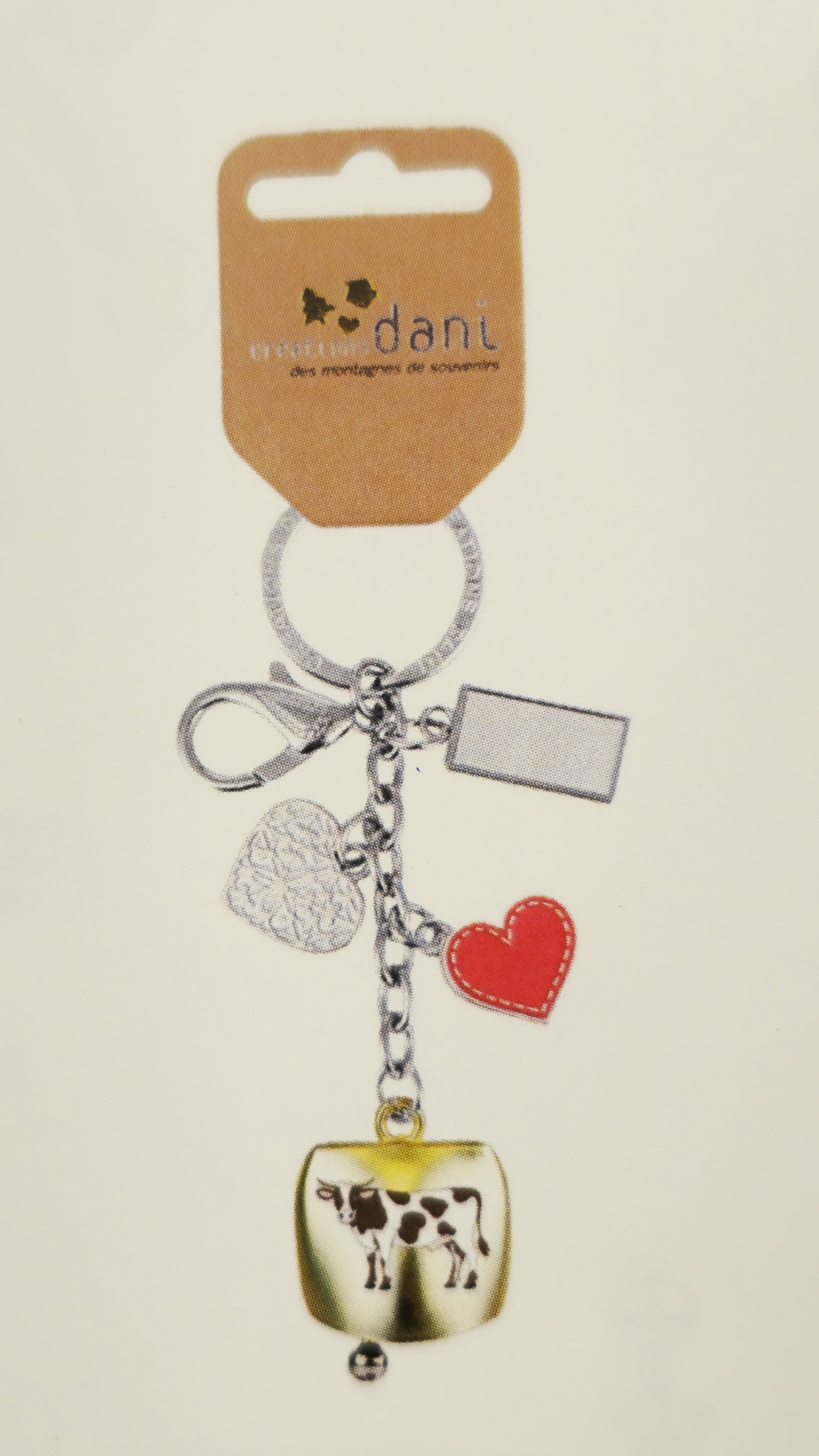 Porte-clefs métalliques Cloche Vache or, 12pcs 