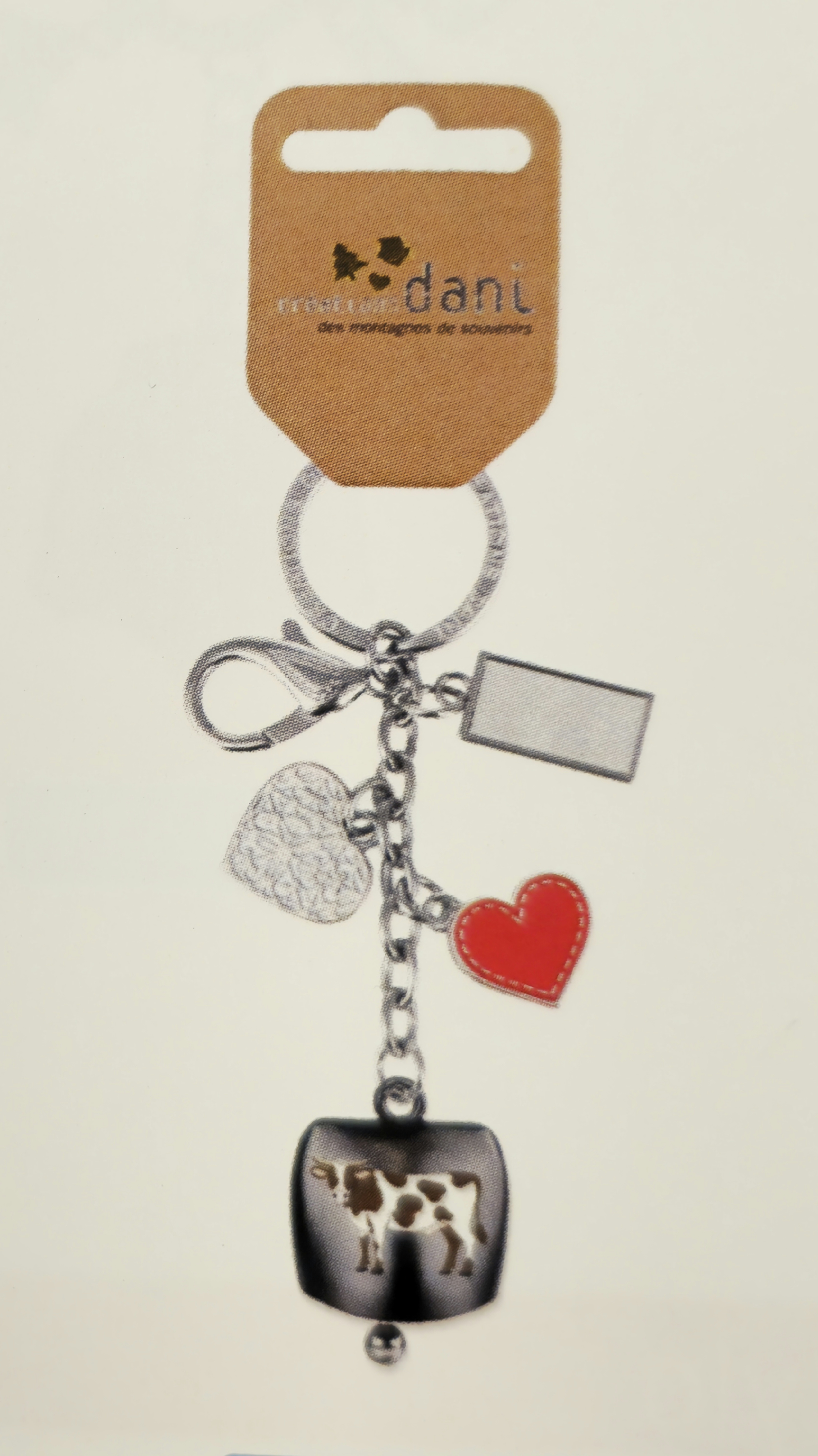 Porte-clés cloche vache argenté par 12pcs