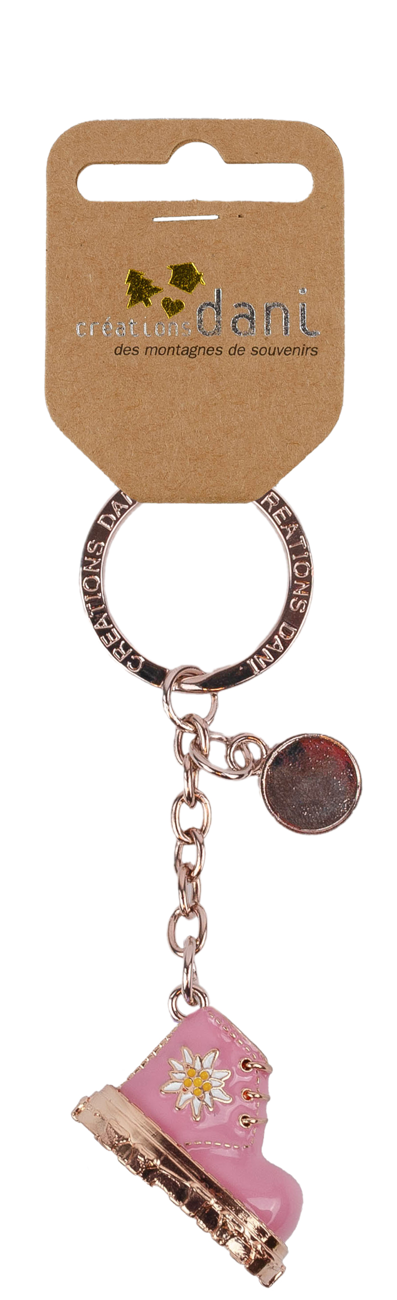 Porte-clefs chaussure montagne 3D rose
