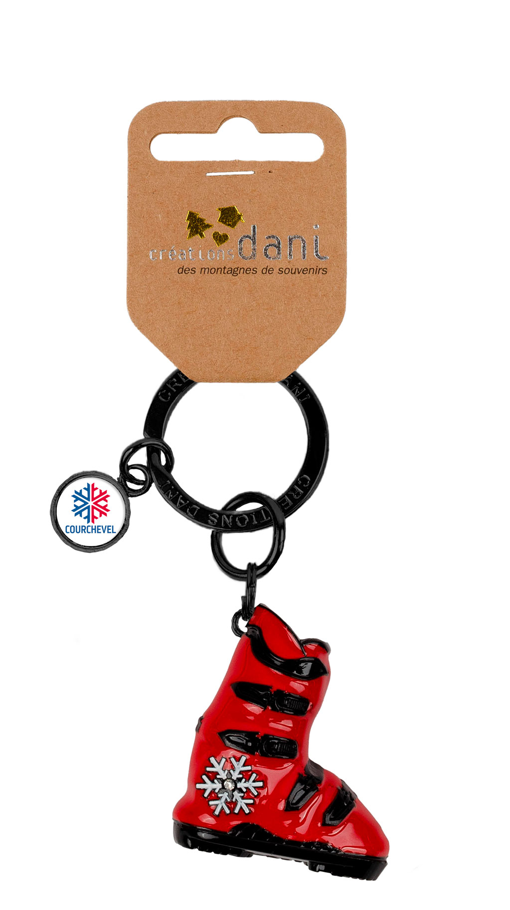 Porte clés chaussure de ski 3D rouge