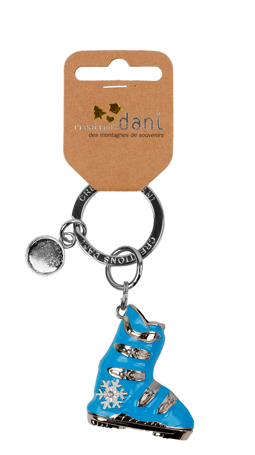 Porte clés chaussure de ski 3D  bleu ciel 