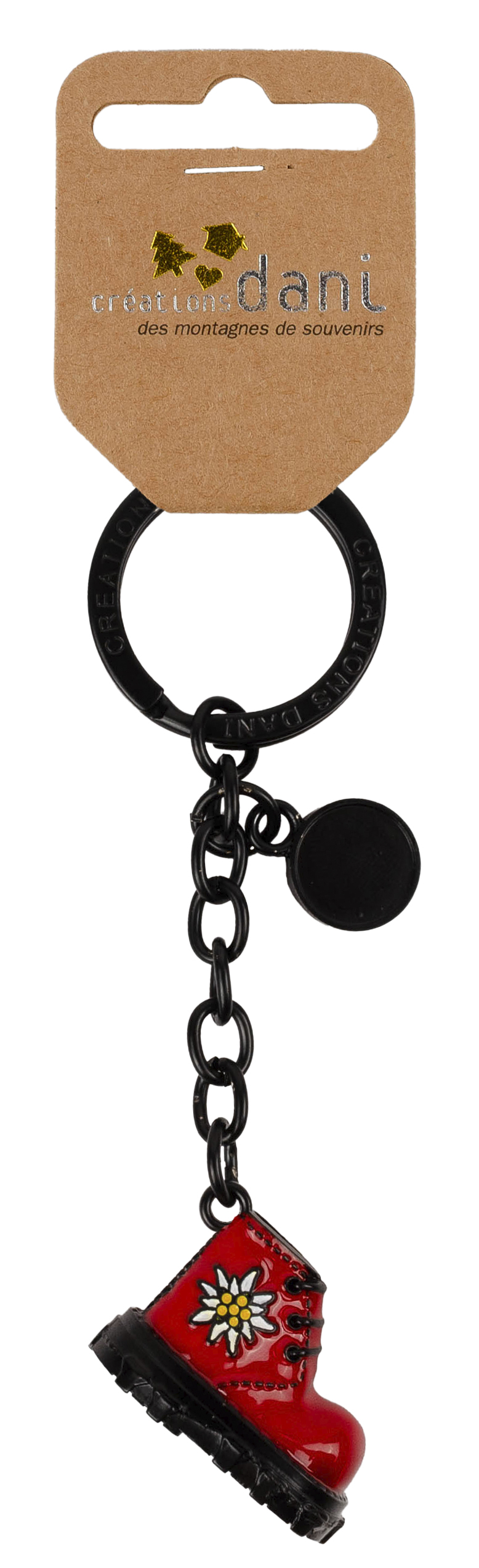 Porte-clefs chaussure montagne 3D rouge 