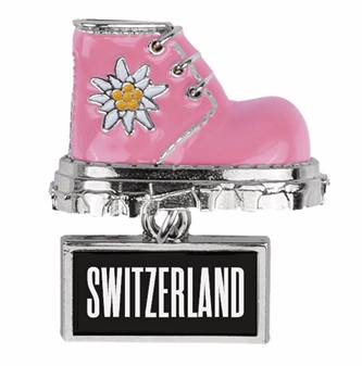 Magnet chaussure de montagne rose 
