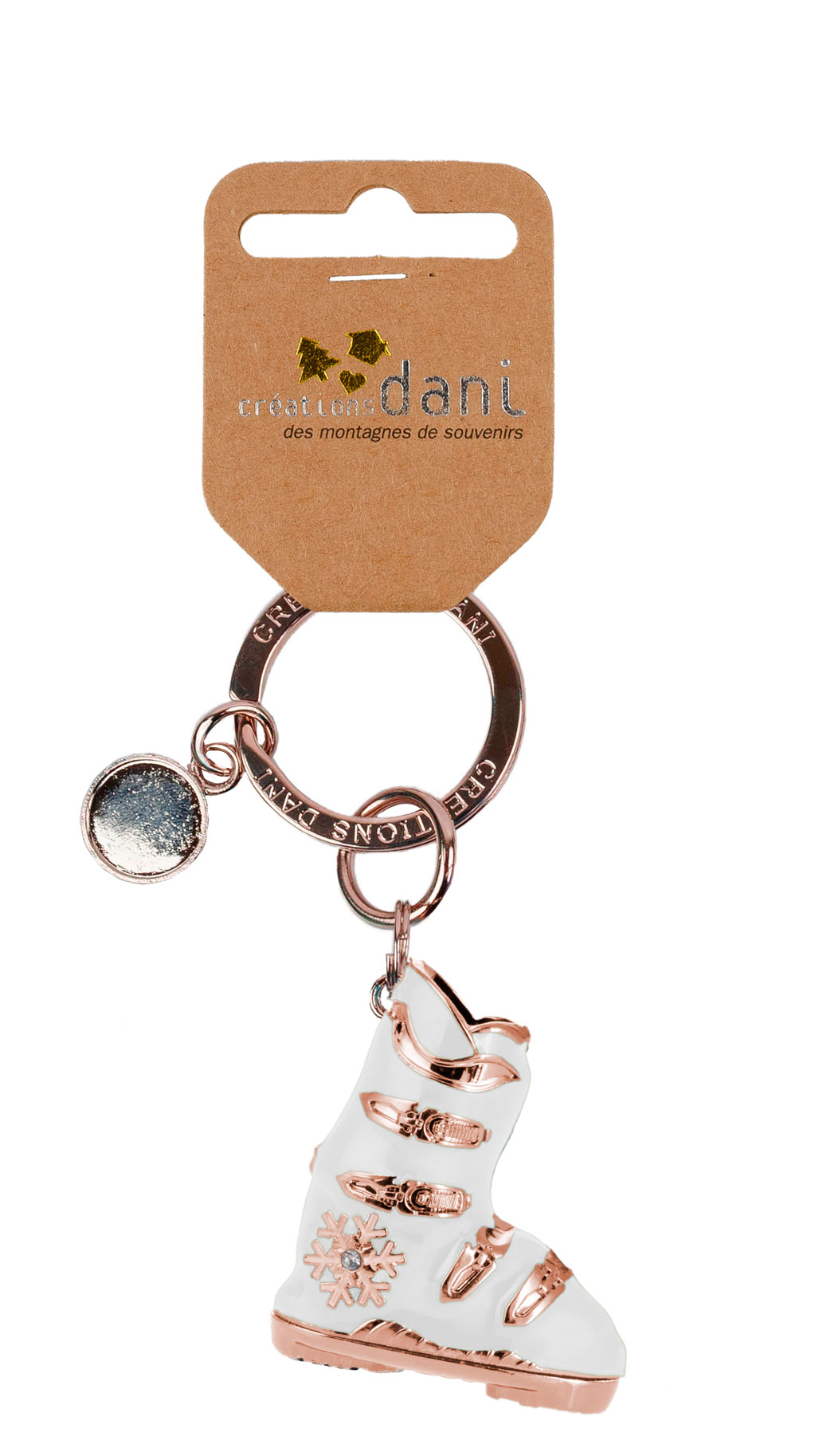 Porte clés chaussure de ski 3D blanc