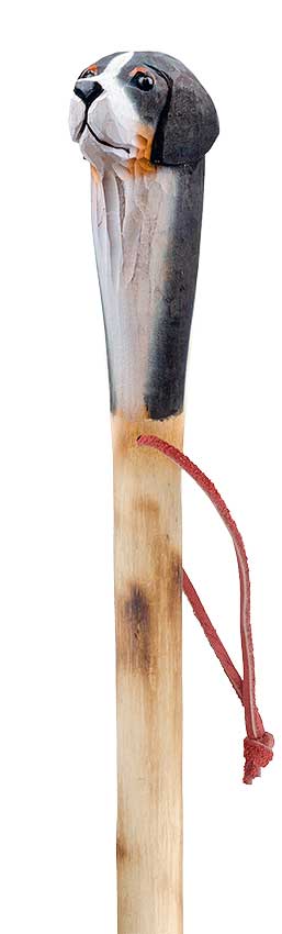 Bâton de marche avec tête bouvier bernois sculpte 110 cm